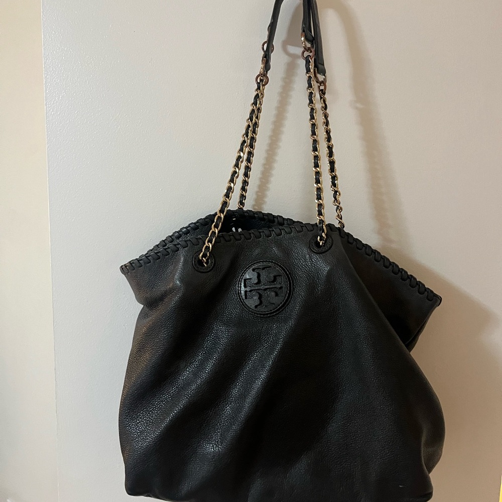 Tory Burch Black Leather Tote Bag